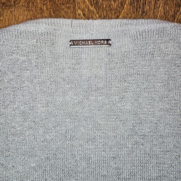 Michael Kors Metallic Shimmer Gray Silver Open Front Cardigan Size Small - Picture 5 of 5